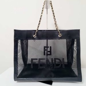 Fendi Vintage Black Mesh and Leather Tote
